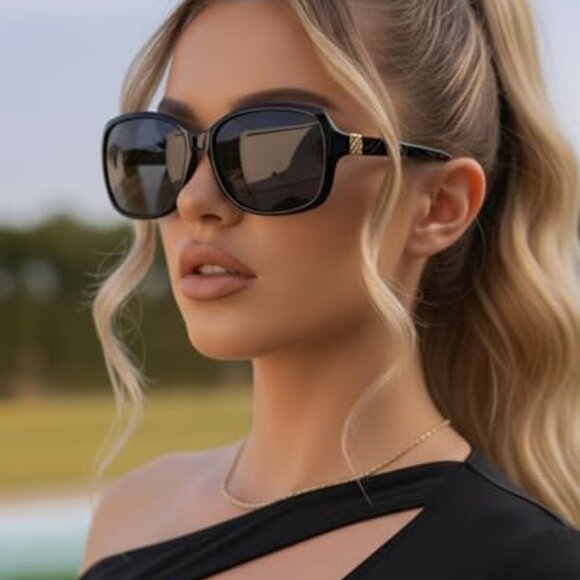 Vintage Square Polarized Sunglasses UV400 Protection Wraparound Retro Chic